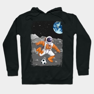 Moon Football Soccer Playing Astronaut Travel Poster Hoodie